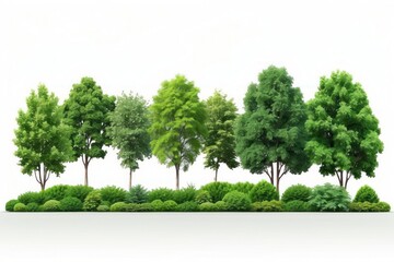 Trees isolated on white background, tropical trees isolated used for design, advertising and architecture