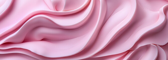 Obraz premium A close-up of smooth, flowing pink fabric creating a soft, elegant texture.