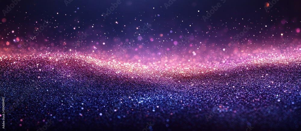 Poster a mesmerizing gradient of sparkling particles resembling a cosmic landscape.