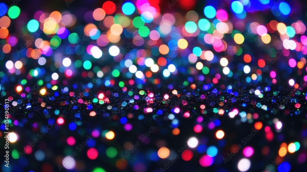Poster a vibrant display of colorful bokeh lights creating a festive atmosphere.