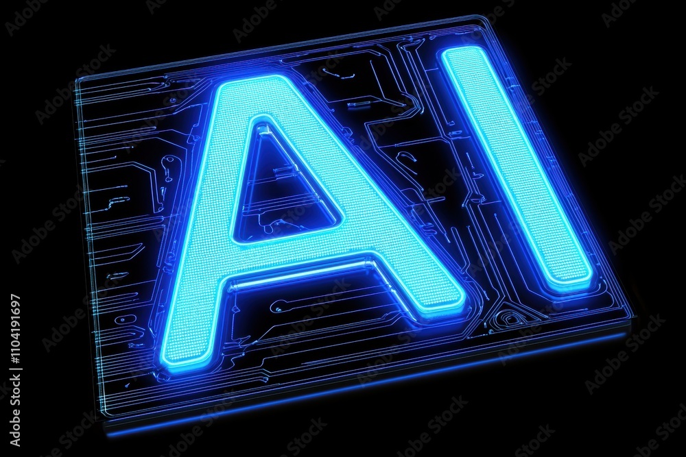 Poster a glowing blue 