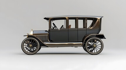 Vintage Old Car from the 1900s, on White Background, Wallpaper, Cover and Screen for Smartphone, PC, Laptop, 9:16 and 16:9 Format