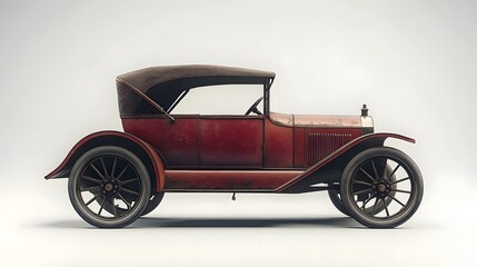 Vintage Old Car from the 1900s, on White Background, Wallpaper, Cover and Screen for Smartphone, PC, Laptop, 9:16 and 16:9 Format