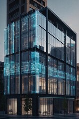Fototapeta premium Digital Twin Building with Holographic Details