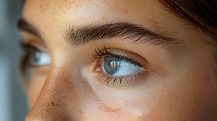 Fototapeta premium A woman with brown hair and blue eyes
