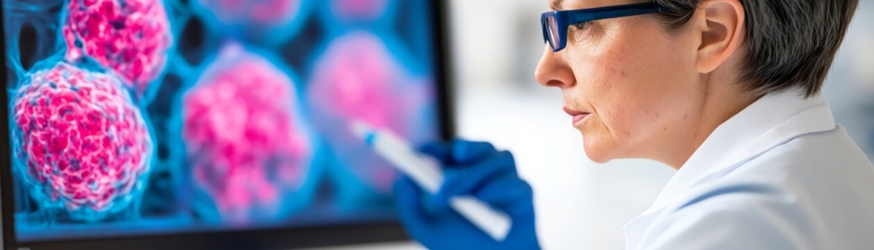 Cellular biologist studying tumor-associated macrophages in immunotherapy models, tumor macrophage research, immune collaboration