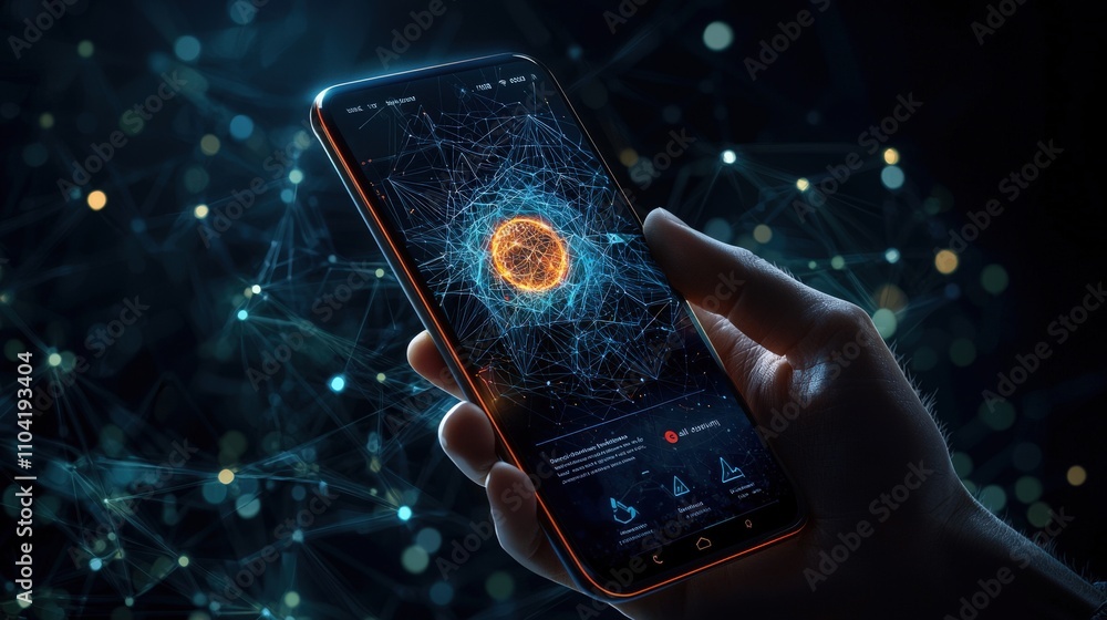 Poster Innovative fintech app interface demonstrating digital solutions in a tech-driven environment from user perspective