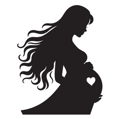 pregnant lady silhouette vector illustration