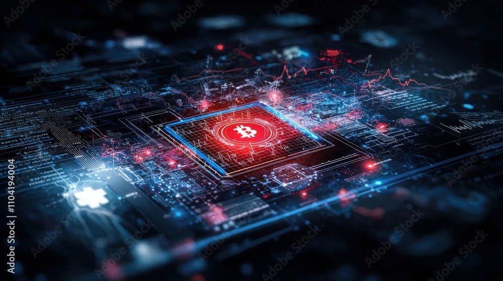 Aufkleber Blockchain technology infographic digital space data visualization cyber environment futuristic viewpoint innovation insights