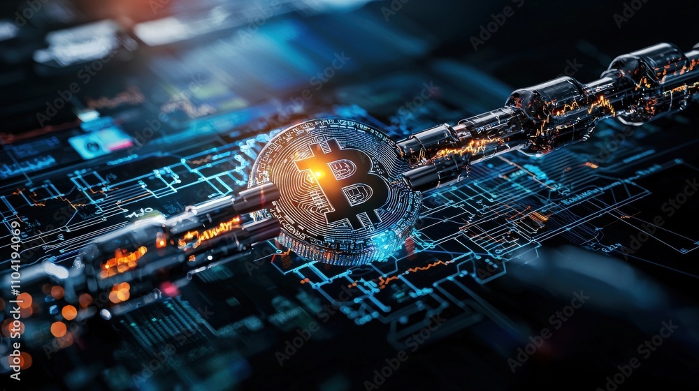 Aufkleber exploring blockchain technology understanding bitcoin's impact on finance digital world infographic 