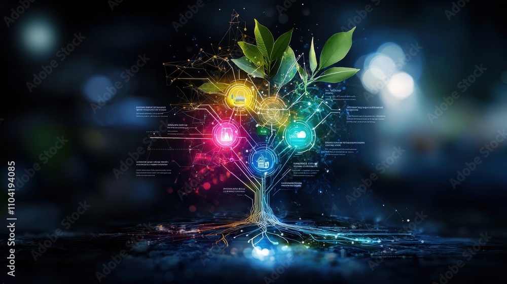 Aufkleber sustainable business infographic digital environment visual data representation nature-inspired desi