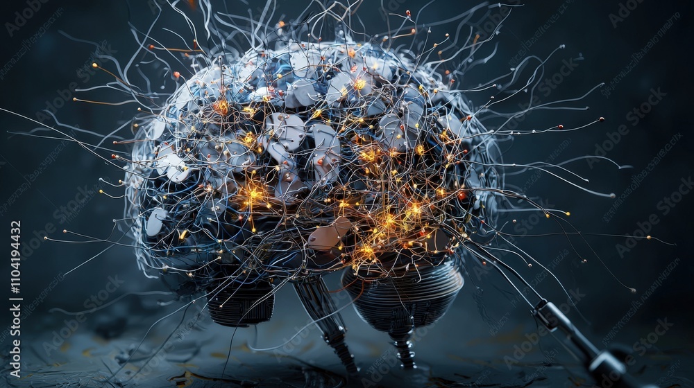 Aufkleber abstract environment of futuristic technology innovative agi brain diagram in modern conceptual digi