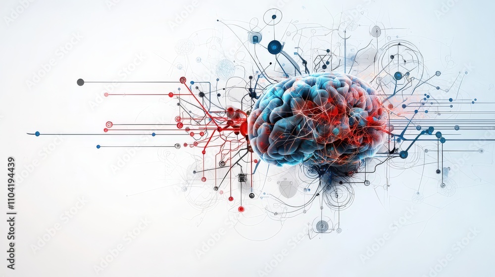 Fototapete innovative agi brain diagram digital art technology minimalist design abstract view neural connectio