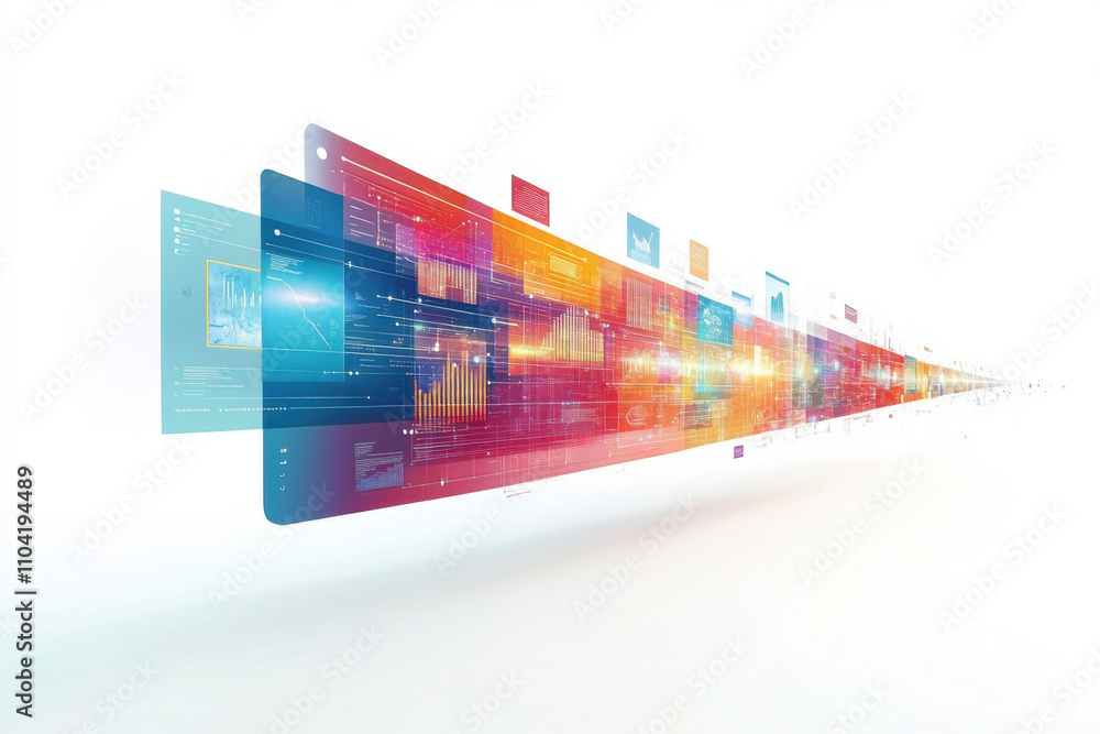 Poster computer learning. futuristic hologram projections digital realm visual art modern technology dynami