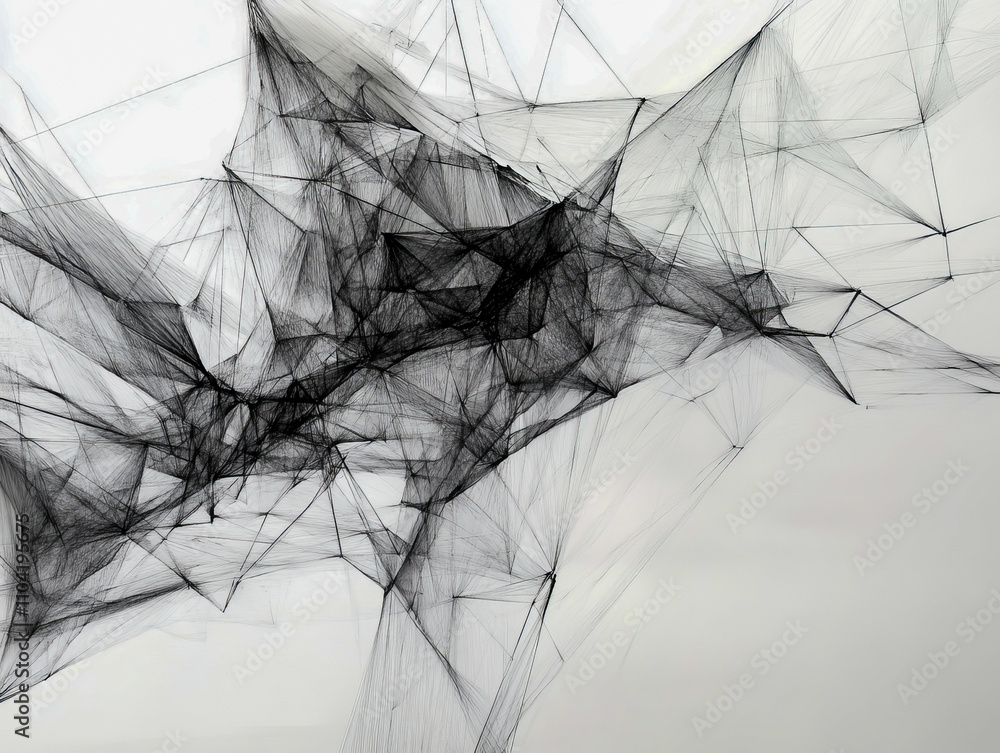Poster abstract black and gray geometric web-like pattern on light background