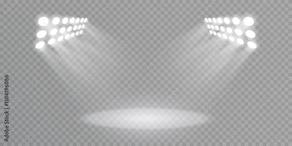 Poster stage and stadium lighting with bright led strobe lights. laser light show. empty stage before the p
