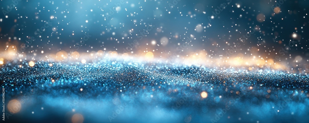 Poster a shimmering abstract background with sparkling particles and a soft glow.