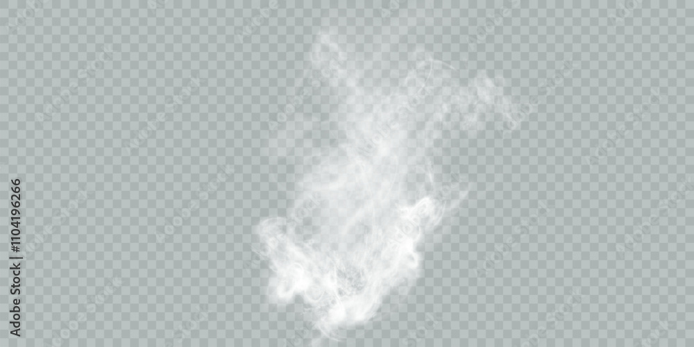 Poster white fog or smoke isolated on transparent background. white clouds, fog or smog. special overlay ef