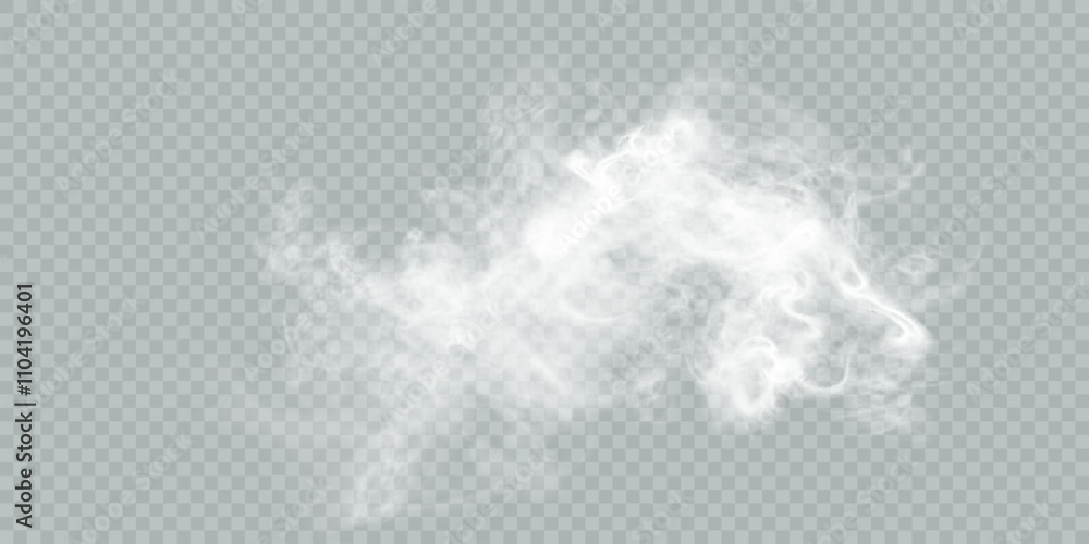 Aufkleber Vector realistic smoke and clouds effect. Abstract smoke concept, dry ice effect. Steam smog from engine on transparent background. Vector 10 EPS