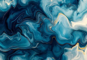 Obraz premium An aerial view of water flowing through an abstract river, top down view, birds eye view, turquoise and blue colors, native art style painting