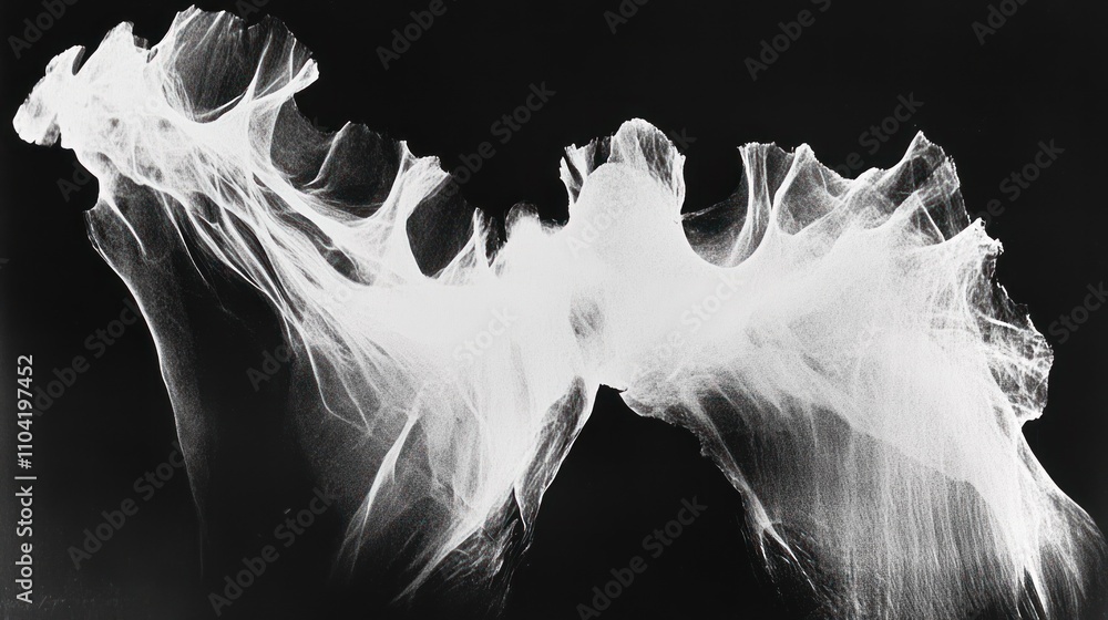 Poster an artistic x-ray image showcasing the intricate structure of a skeletal form.