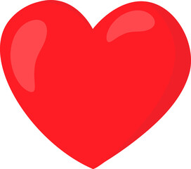 Bright red heart illustration with a glossy effect, symbolizing love, affection, or health.
