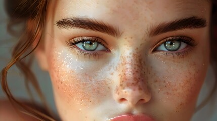 Fototapeta premium A woman with green eyes and a red head of hair