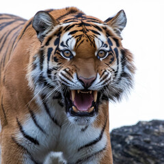 Fototapeta premium CloseUp of a Roaring Tiger with Fangs