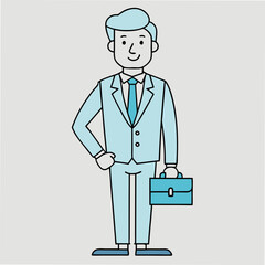 Minimalist line art of a businessman in a tailored suit