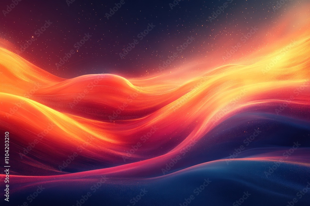 Poster abstract waves of vibrant colors blend seamlessly, creating a dynamic and energetic atmosphere.