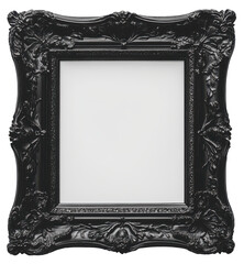 Ornate black frame designed for artistic display set against a simple backdrop