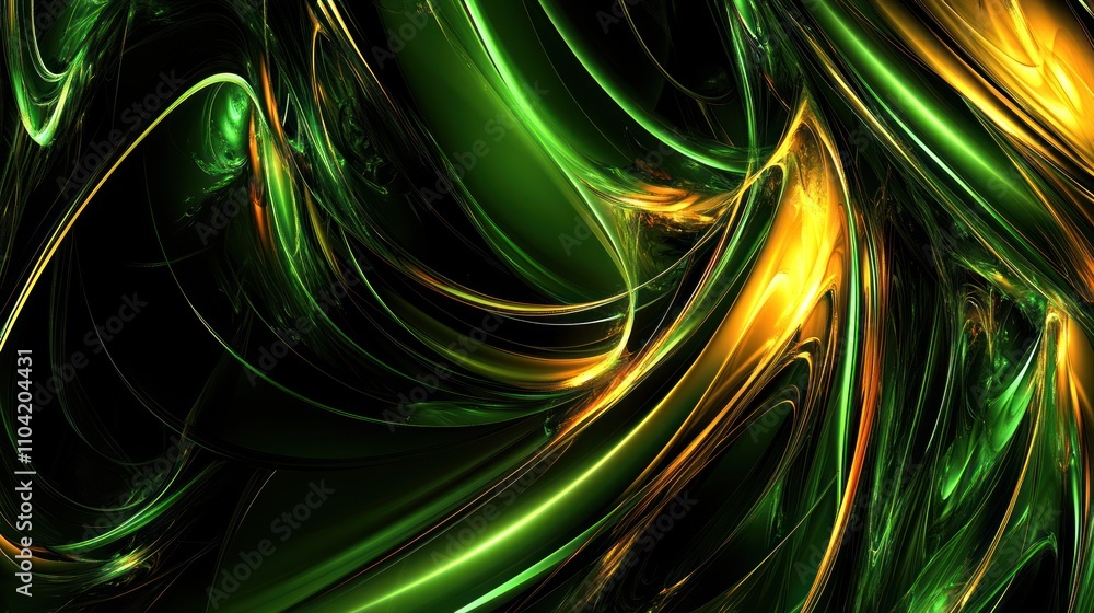 Aufkleber abstract swirling patterns in green and gold, evoking a sense of depth and movement.