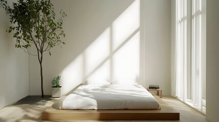 Minimalist Modern Bedroom with Natural Light and Simple Design