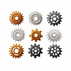 Gear Machinery Pieces Vector Illustration Isolated