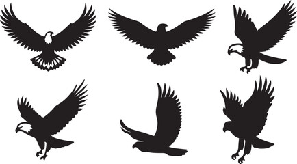 set of eagle bird silhouette design vector art illustration