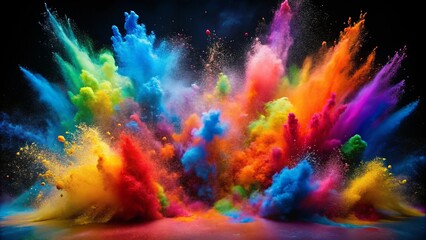 Vibrant Explosion of Colorful Powder in Dynamic Display