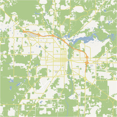 Fototapeta premium Map of Albany in Georgia in a normal road map style. Contains layered vector with roads water, parks, etc.