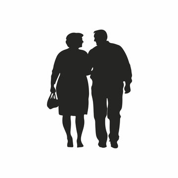 recommend clip art: Elderly Couple Silhouette Icon Vector Illustration