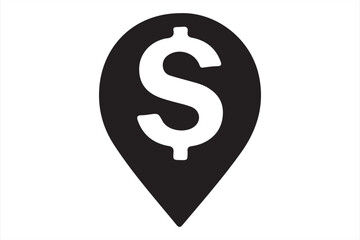bank location, dollar bank place map silhouette vector art illustration