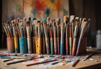Obraz premium A Symphony of Brushes: The Artist's Arsenal