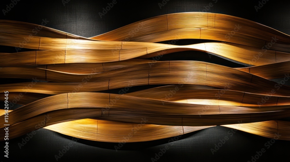 Aufkleber abstract wooden wall art with flowing patterns, creating a warm and inviting atmosphere.