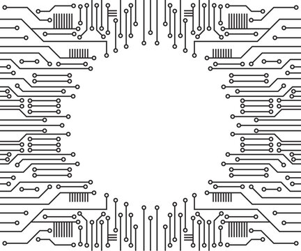 vector abstract electronic circuit board. CPU microchip circuit on computer motherboard. 
artificial intelligence AI. 
communication and engineering concept