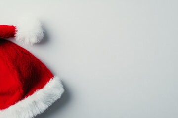 Red and white Christmas hat placed against a plain background for festive decoration