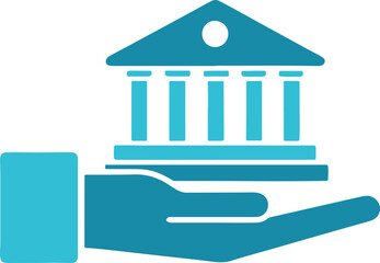 financial transaction icon bank on hand silhouette vector illustration