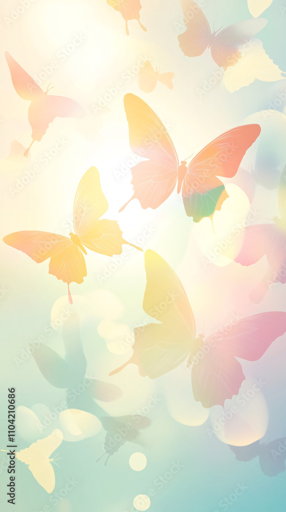 Aufkleber abstract background featuring delicate butterflies in soft pastel colors, creating a dreamy and whim