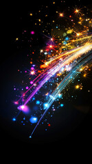 Obraz premium Bright multicolor abstract background features dynamic lines and sparkles creating a festive and vibrant atmosphere