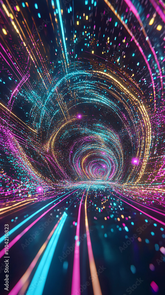 Aufkleber abstract background featuring glowing particles in vibrant colors, creating a dynamic sense of movem