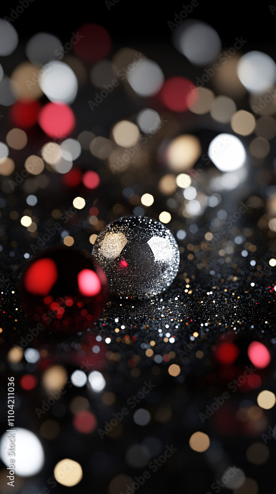 Aufkleber abstract background featuring sparkling silver and vibrant colored bokeh, creating a festive and gla
