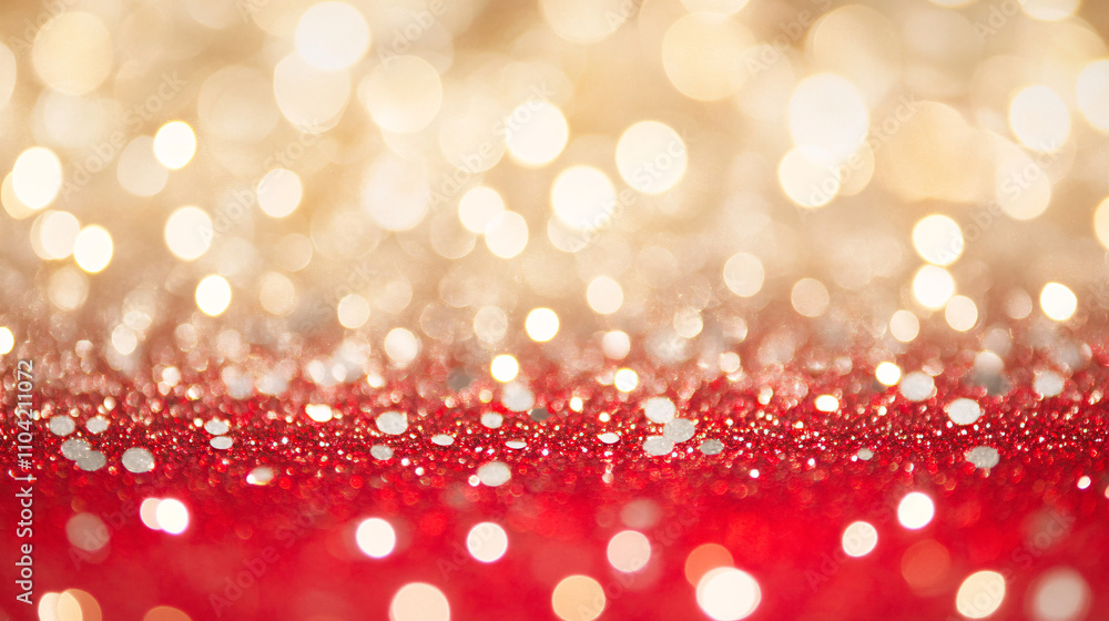 Poster abstract background featuring vibrant red and golden bokeh lights creating a dreamy and festive atmo