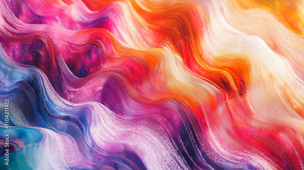 Poster abstract background of bright radiant colors flowing in wavy patterns, creating a vibrant and dynami